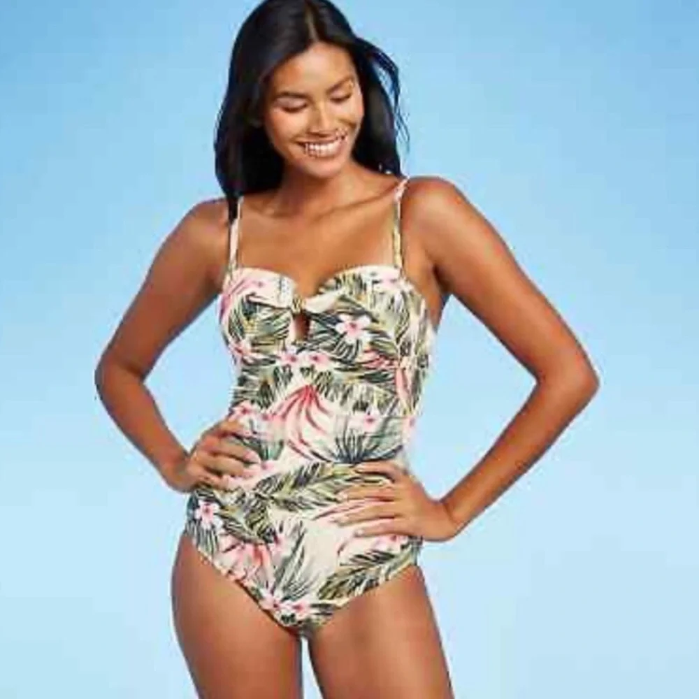 ?.Kona Sol Pique Bandeau One Piece Swimsuit - Kona Sol™ Multi